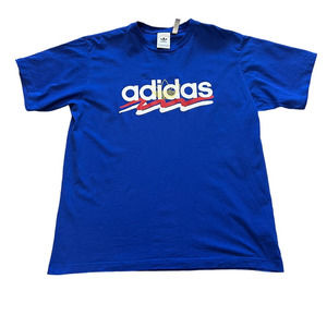 Adidas Blue Short Sleeve Crew Neck Logo T-Shirt, Size XL